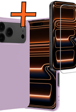 Nomfy Nomfy iPhone 17 Pro Hoesje Siliconen Met Screenprotector Met Dichte Notch - Lila