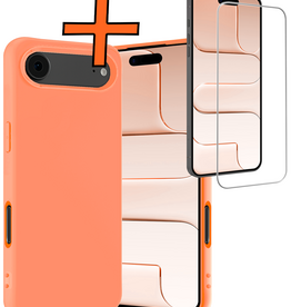 Nomfy Nomfy iPhone Air Hoesje Siliconen Met Screenprotector Met Dichte Notch - Perzik