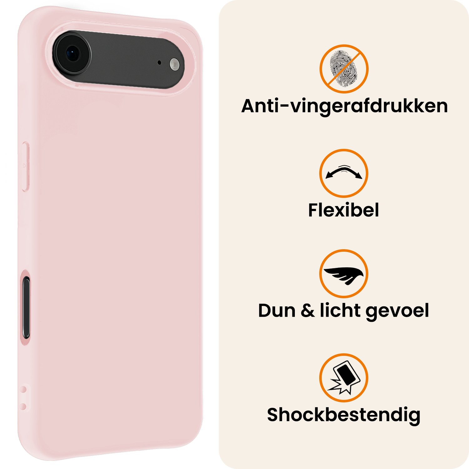 Nomfy Nomfy iPhone Air Hoesje Siliconen Met Screenprotector Met Dichte Notch - Lichtroze