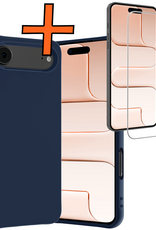 Nomfy Nomfy iPhone Air Hoesje Siliconen Met Screenprotector Met Dichte Notch - Donkerblauw