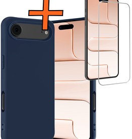 Nomfy Nomfy iPhone Air Hoesje Siliconen Met Screenprotector Met Dichte Notch - Donkerblauw