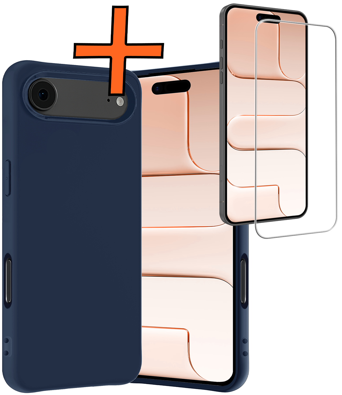 Nomfy Nomfy iPhone Air Hoesje Siliconen Met Screenprotector Met Dichte Notch - Donkerblauw