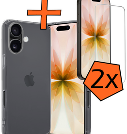 Nomfy Nomfy iPhone 17 Hoesje Siliconen Met 2x Screenprotector Met Dichte Notch - Transparant