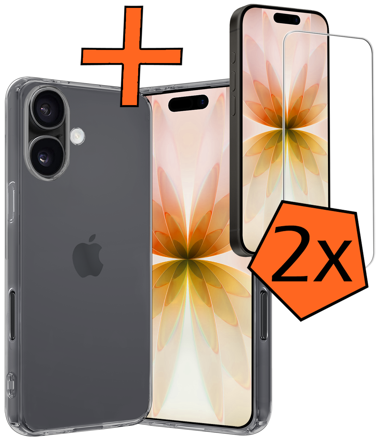 Nomfy Nomfy iPhone 17 Hoesje Siliconen Met 2x Screenprotector Met Dichte Notch - Transparant