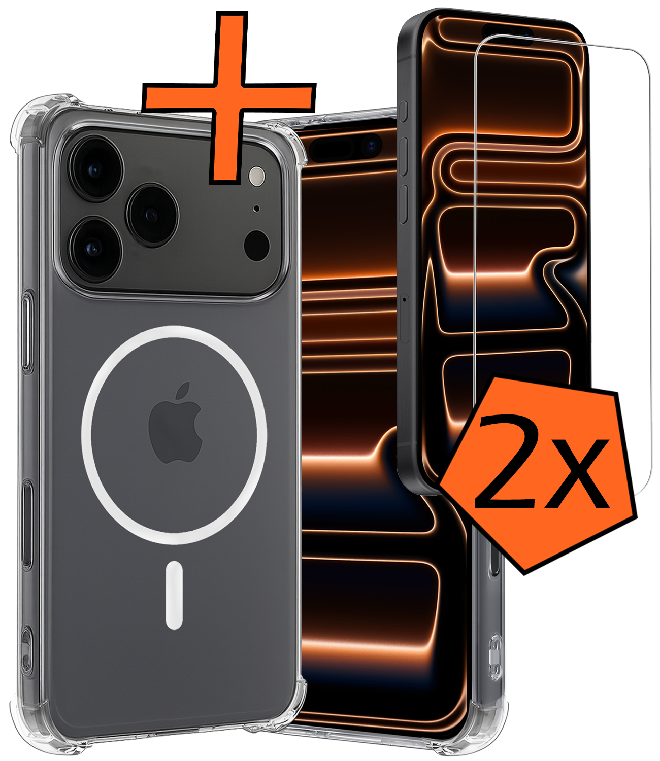 Nomfy Nomfy iPhone 17 Pro Magsafe Hoesje Transparant Met 2x Screenprotector