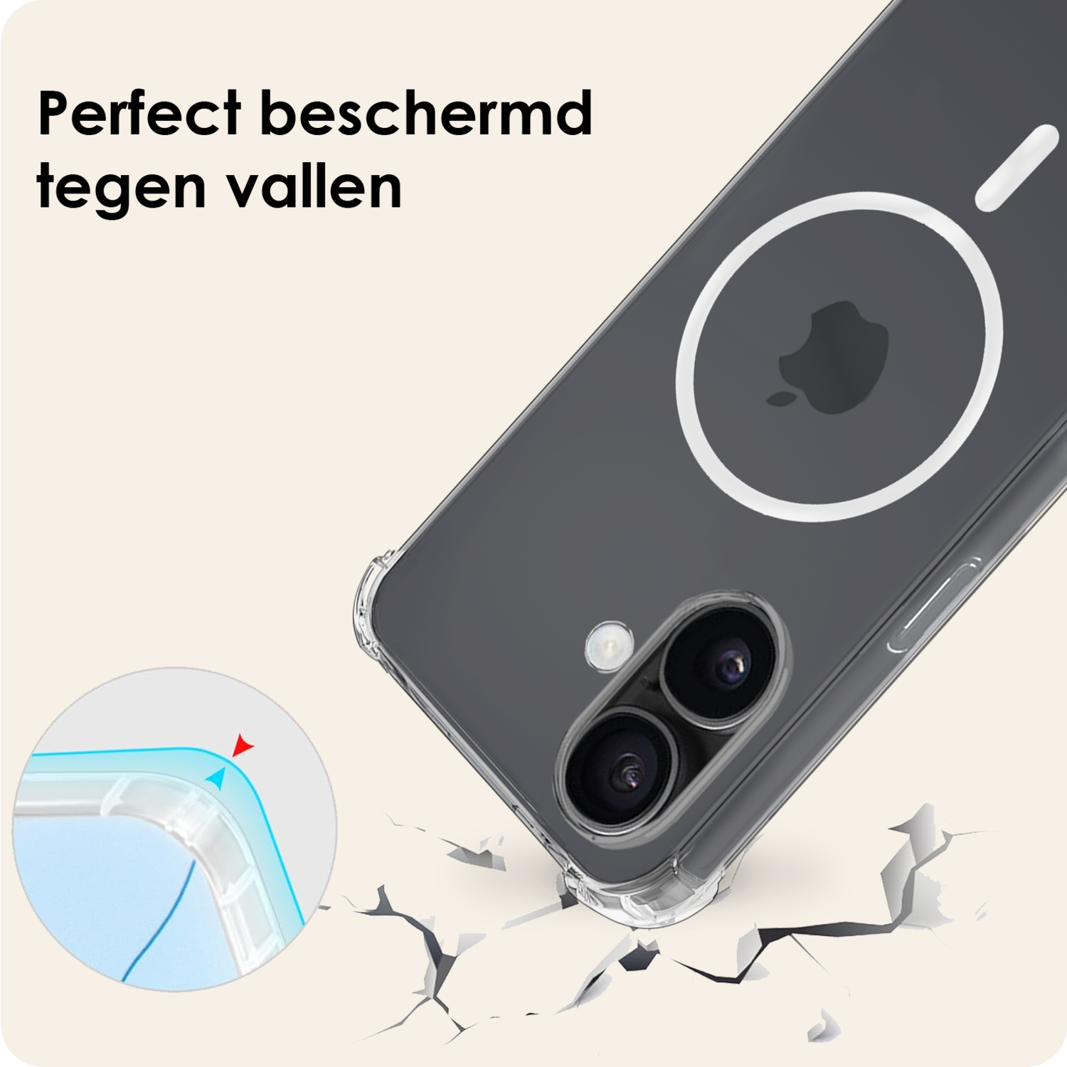 Nomfy Nomfy iPhone 17 Magsafe Hoesje Transparant Met 2x Screenprotector