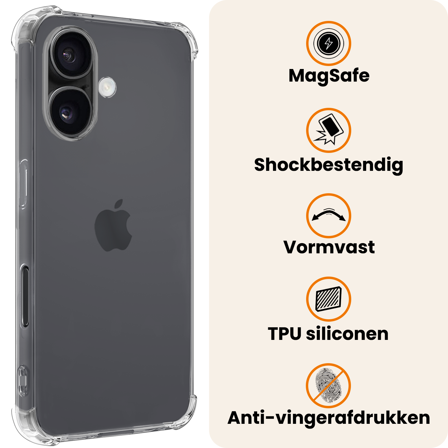 Nomfy Nomfy iPhone 17 Magsafe Hoesje Transparant Met Screenprotector