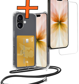 Nomfy Nomfy iPhone 17 Hoesje Pashouder met Koord Met Screenprotector