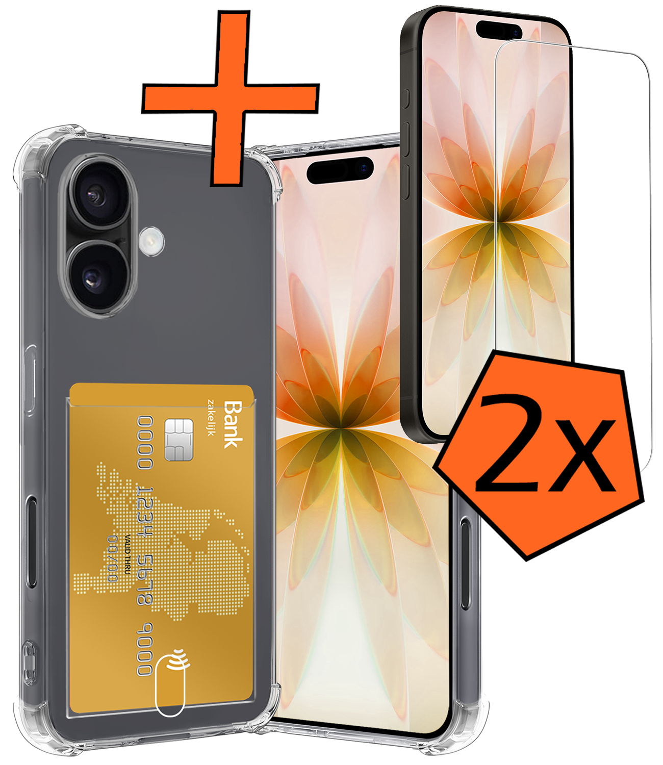 Nomfy Nomfy iPhone 17 Hoesje Pashouder Met 2x Screenprotector