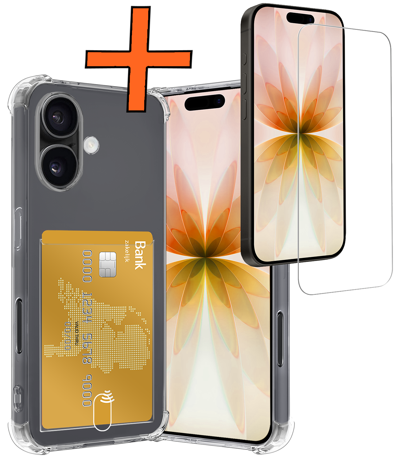 Nomfy Nomfy iPhone 17 Hoesje Pashouder Met Screenprotector