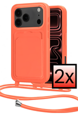 NoXx NoXx iPhone 17 Pro Max Hoesje Pashouder met Koord - Papaya - 2 PACK