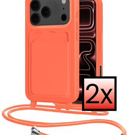 NoXx NoXx iPhone 17 Pro Max Hoesje Pashouder met Koord - Papaya - 2 PACK