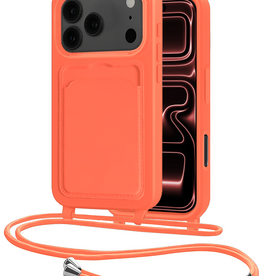 NoXx NoXx iPhone 17 Pro Max Hoesje Pashouder met Koord - Papaya