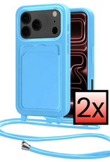 NoXx NoXx iPhone 17 Pro Max Hoesje Pashouder met Koord - Lichtblauw - 2 PACK
