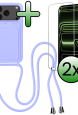 BASEY. BASEY. iPhone 17 Pro Max Hoesje Pashouder met Koord Met 2x Screenprotector - Lila