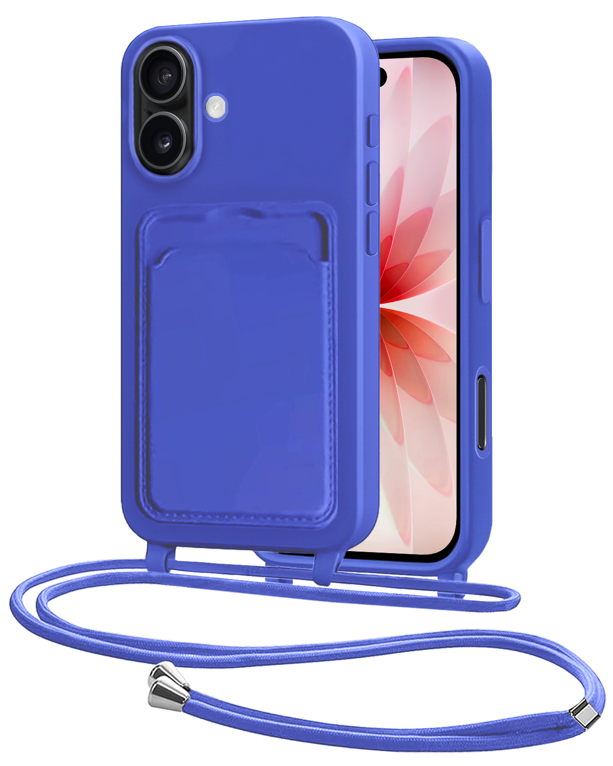 NoXx NoXx iPhone 17 Hoesje Pashouder met Koord - Fel Blauw