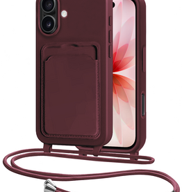 NoXx NoXx iPhone 17 Hoesje Pashouder met Koord - Aubergine