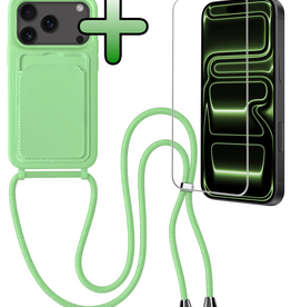BASEY. BASEY. iPhone 17 Pro Max Hoesje Pashouder met Koord Met Screenprotector - Groen