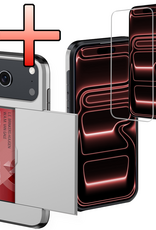 NoXx NoXx iPhone 17 Pro Hoesje Pashouder Hard Met Screenprotector - Grijs