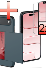 NoXx NoXx iPhone Air Hoesje Pashouder Hard Met 2x Screenprotector - Donker Blauw