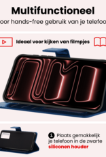 NoXx NoXx iPhone 17 Pro Hoesje Bookcase Met 2x Screenprotector - Donkerblauw