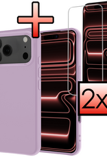 NoXx NoXx iPhone 17 Pro Max Hoesje Siliconen Met 2x Screenprotector Met Dichte Notch - Lila