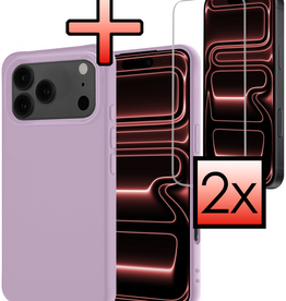 NoXx NoXx iPhone 17 Pro Max Hoesje Siliconen Met 2x Screenprotector Met Dichte Notch - Lila