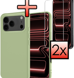 NoXx NoXx iPhone 17 Pro Max Hoesje Siliconen Met 2x Screenprotector Met Dichte Notch - Groen