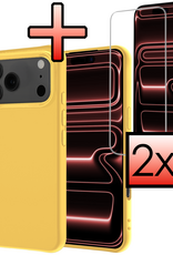 NoXx NoXx iPhone 17 Pro Max Hoesje Siliconen Met 2x Screenprotector Met Dichte Notch - Geel