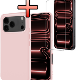 NoXx NoXx iPhone 17 Pro Max Hoesje Siliconen Met Screenprotector Met Dichte Notch - Lichtroze