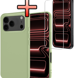 NoXx NoXx iPhone 17 Pro Max Hoesje Siliconen Met Screenprotector Met Dichte Notch - Groen