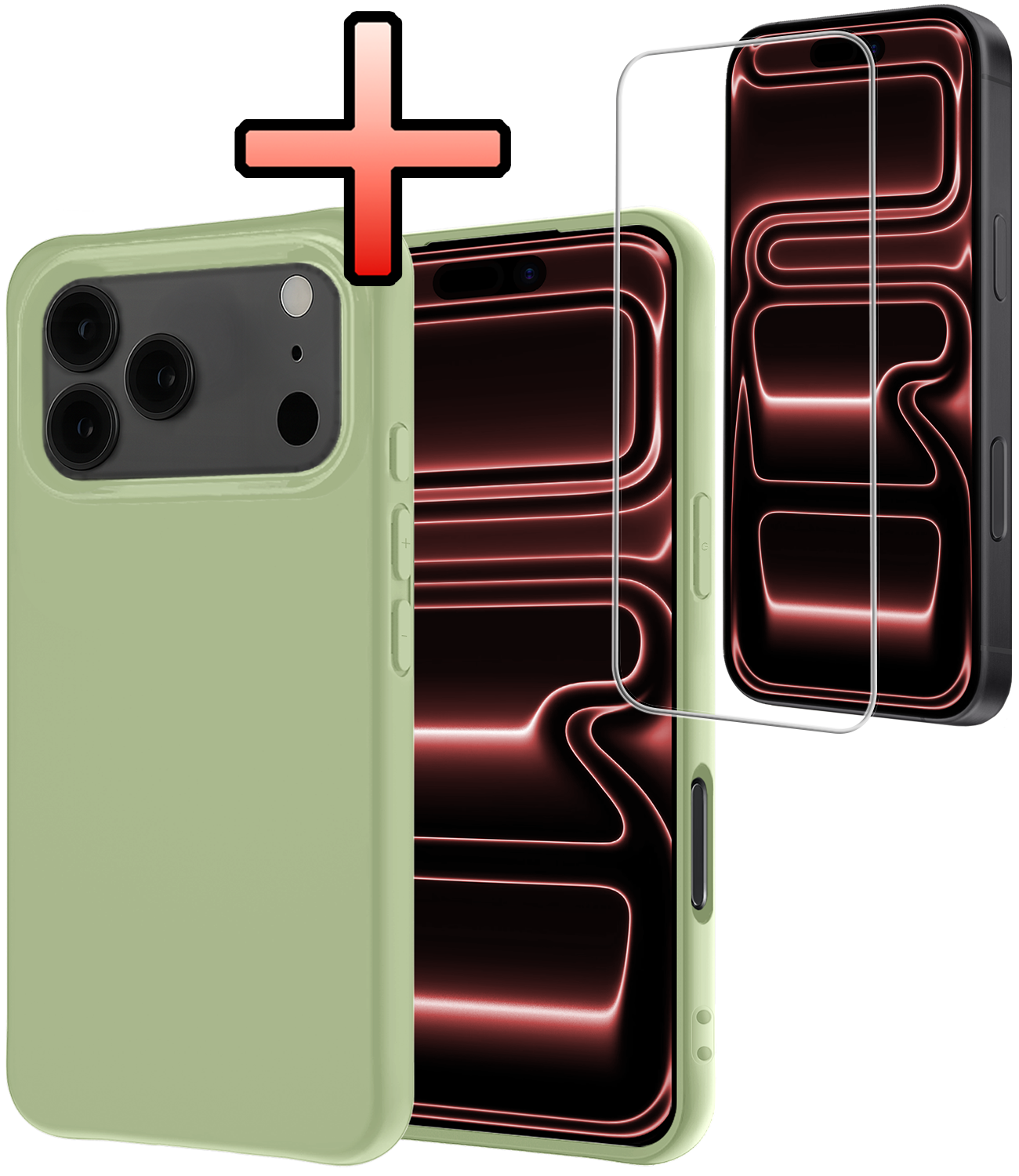 NoXx NoXx iPhone 17 Pro Max Hoesje Siliconen Met Screenprotector Met Dichte Notch - Groen