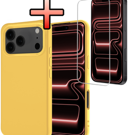 NoXx NoXx iPhone 17 Pro Max Hoesje Siliconen Met Screenprotector Met Dichte Notch - Geel