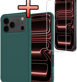 NoXx NoXx iPhone 17 Pro Max Hoesje Siliconen Met Screenprotector Met Dichte Notch - Donkergroen