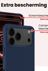 NoXx NoXx iPhone 17 Pro Max Hoesje Siliconen Met Screenprotector Met Dichte Notch - Donkerblauw