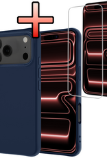 NoXx NoXx iPhone 17 Pro Max Hoesje Siliconen Met Screenprotector Met Dichte Notch - Donkerblauw