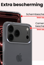 NoXx NoXx iPhone 17 Pro Hoesje Siliconen Met 2x Screenprotector Met Dichte Notch - Transparant
