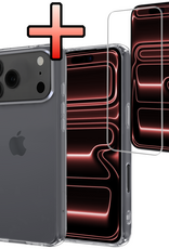NoXx NoXx iPhone 17 Pro Hoesje Siliconen Met Screenprotector Met Dichte Notch - Transparant