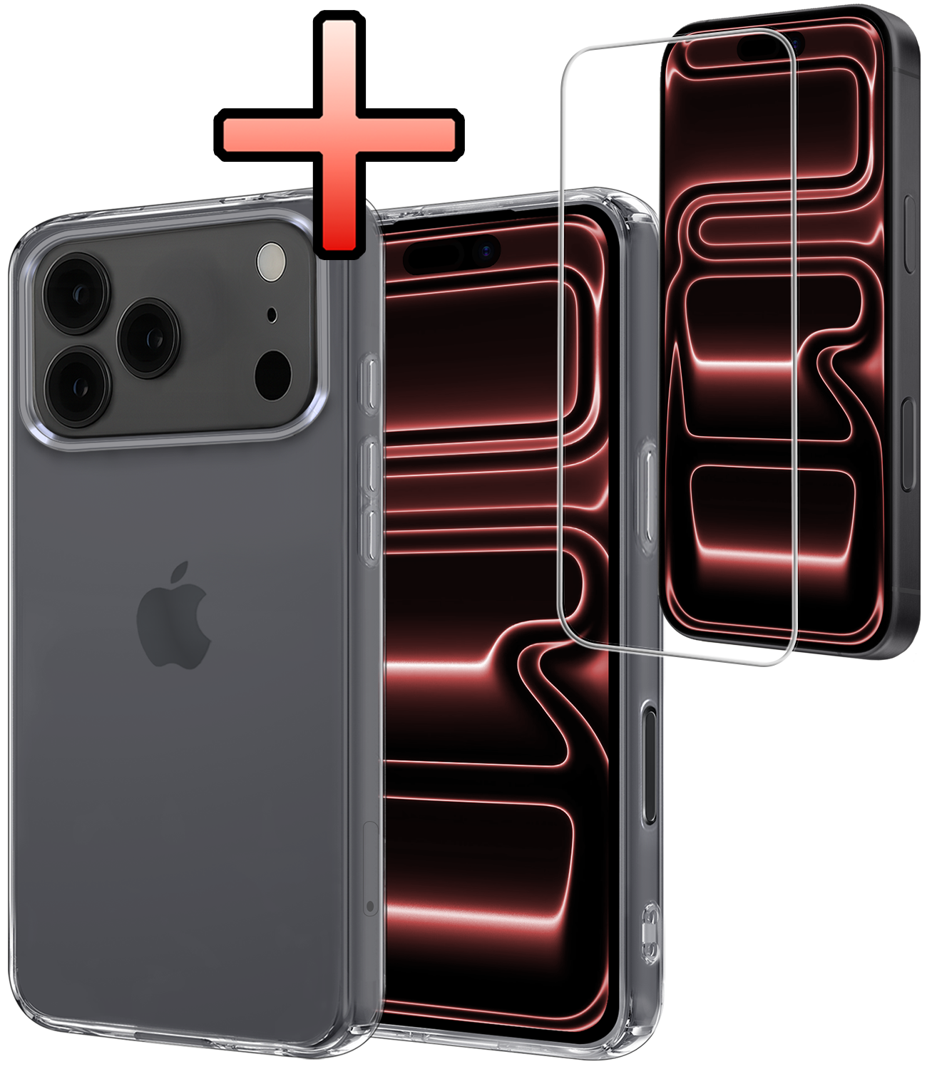 NoXx NoXx iPhone 17 Pro Hoesje Siliconen Met Screenprotector Met Dichte Notch - Transparant