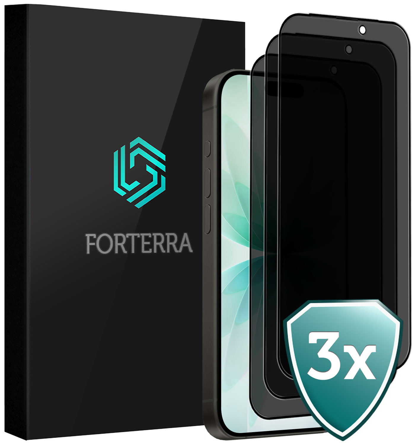 Forterra Forterra iPhone 17 Screenprotector Glas Privacy - 3 PACK