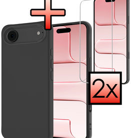 NoXx NoXx iPhone Air Hoesje Siliconen Met 2x Screenprotector Met Dichte Notch - Zwart