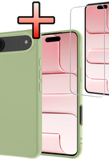 NoXx NoXx iPhone Air Hoesje Siliconen Met Screenprotector Met Dichte Notch - Groen