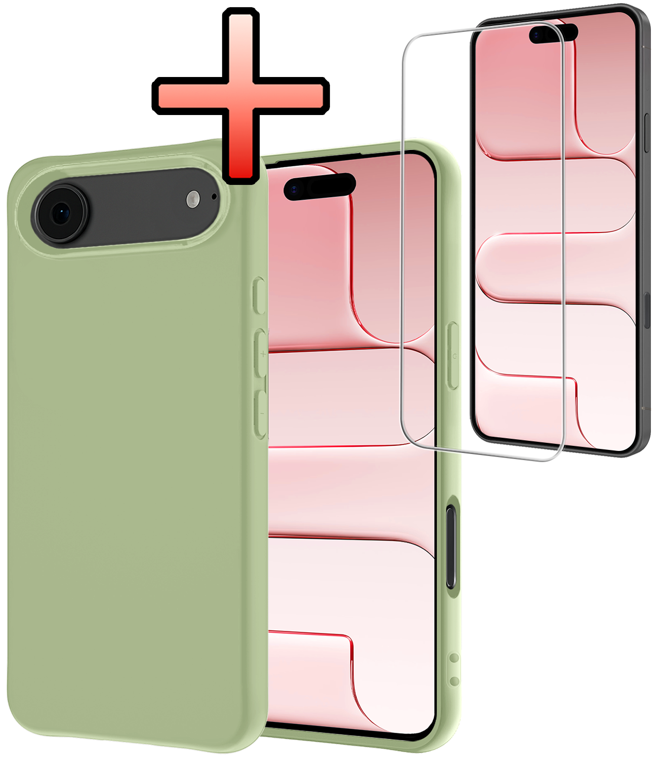 NoXx NoXx iPhone Air Hoesje Siliconen Met Screenprotector Met Dichte Notch - Groen