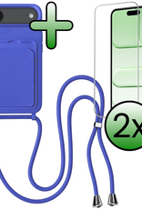 BASEY. BASEY. iPhone Air Hoesje Pashouder met Koord Met 2x Screenprotector - Fel Blauw