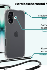 Forterra Forterra iPhone 17 Hoesje Transparant Shockproof Met Zwart Koord