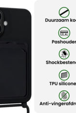 BASEY. BASEY. iPhone 17 Hoesje Pashouder met Koord Met Screenprotector - Zwart