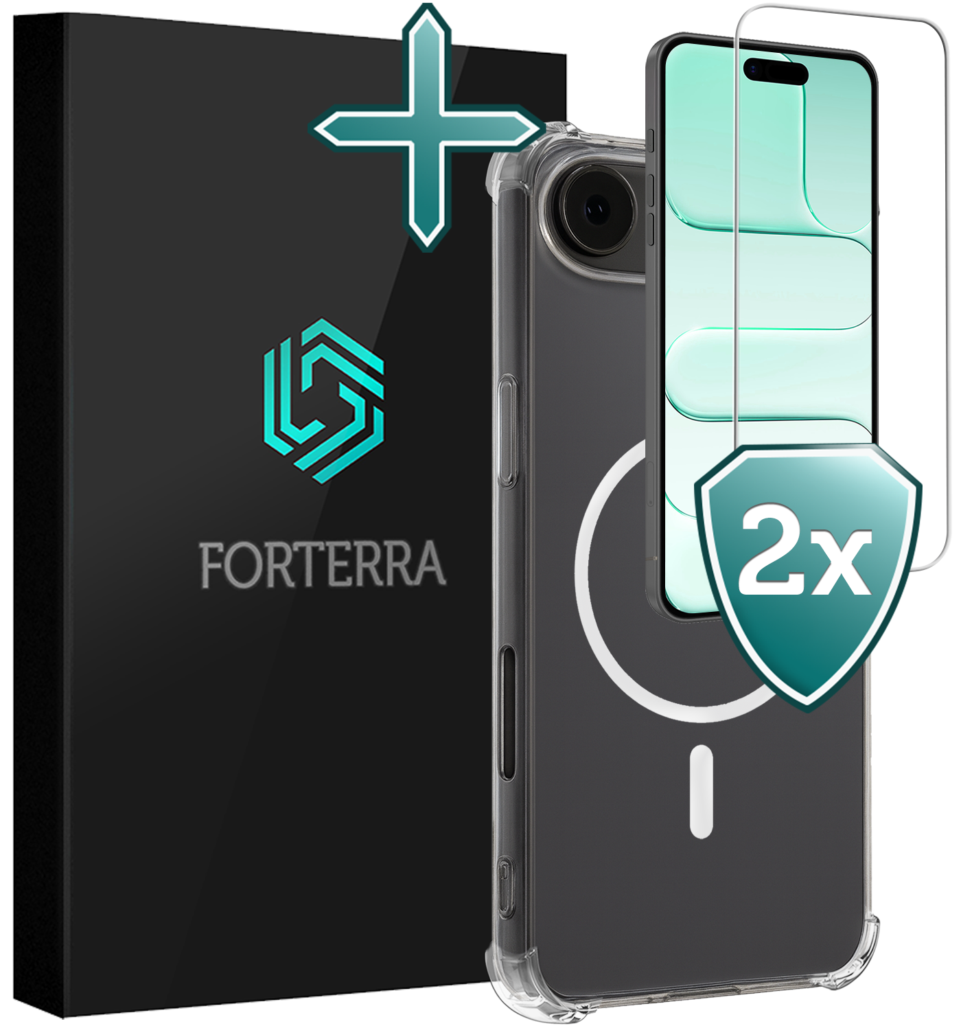 Forterra Forterra iPhone Air Magsafe Hoesje Transparant Met 2x Screenprotector
