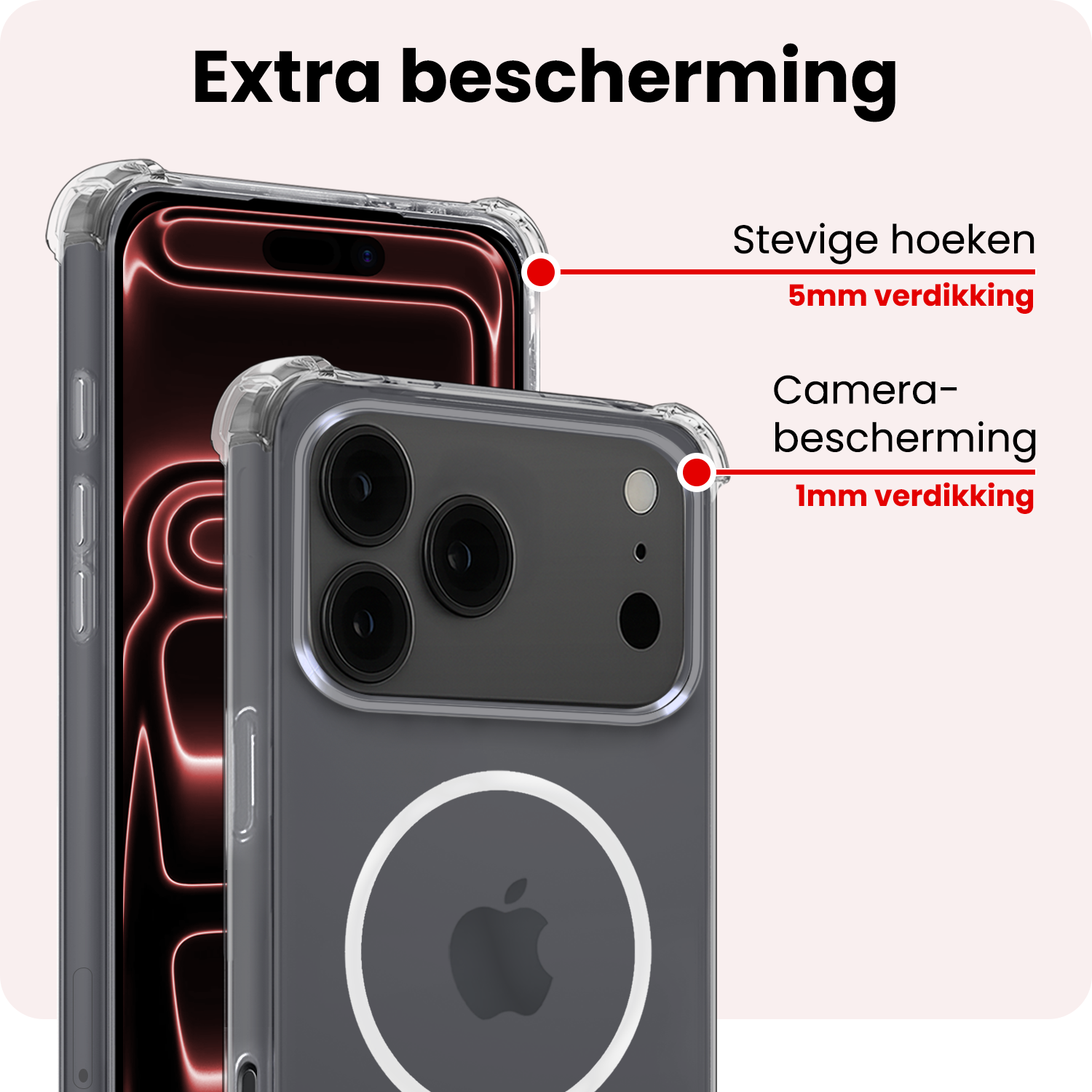 NoXx NoXx iPhone 17 Pro Max Magsafe Hoesje Transparant Met 2x Screenprotector