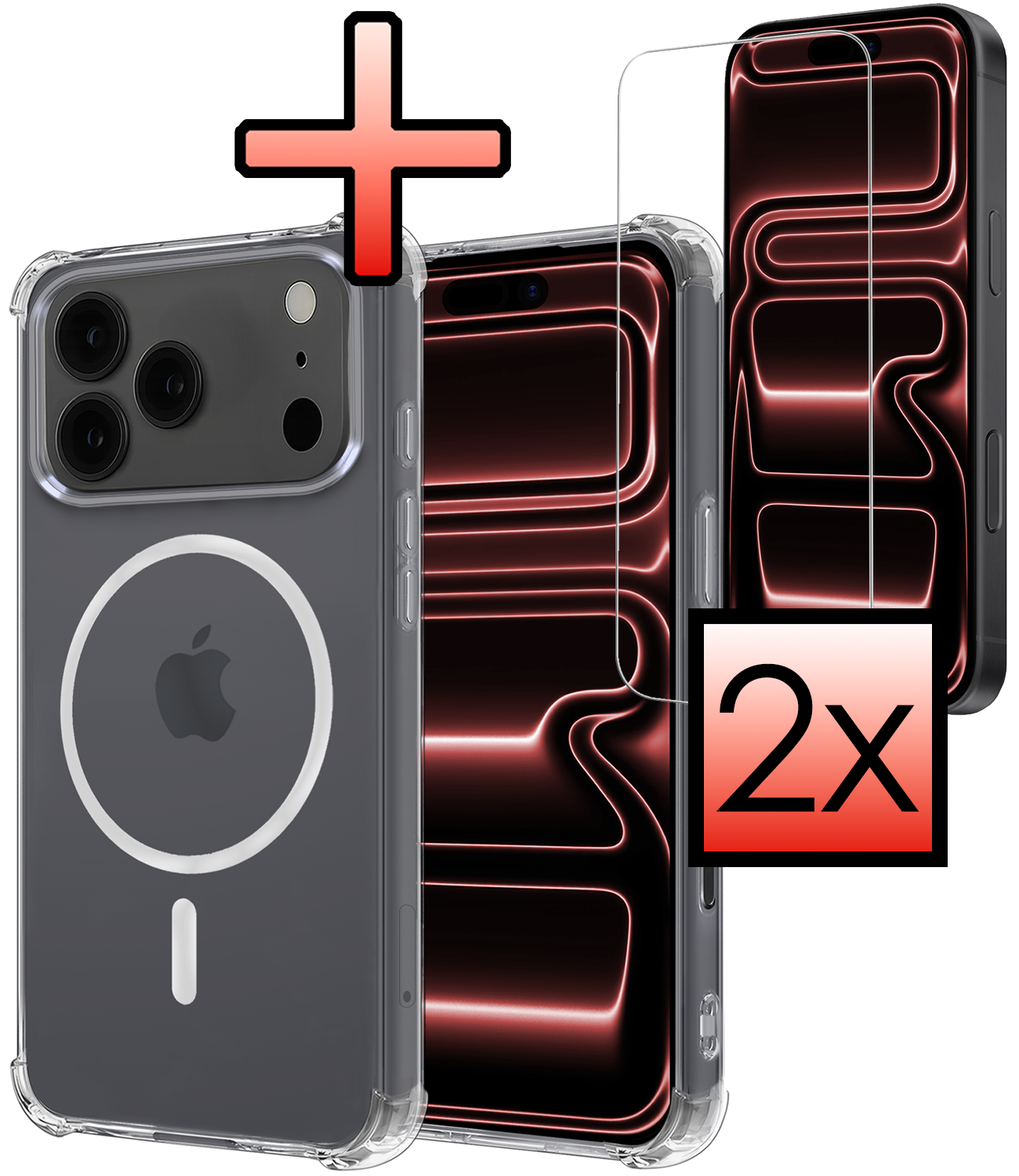 NoXx NoXx iPhone 17 Pro Magsafe Hoesje Transparant Met 2x Screenprotector