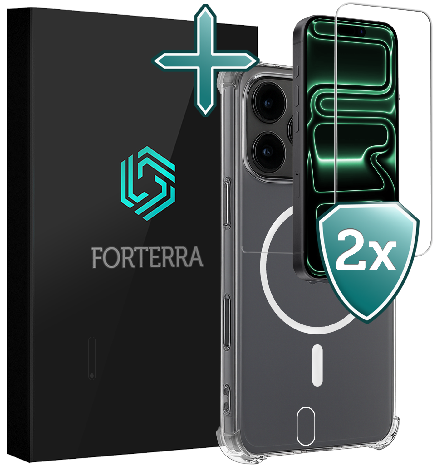 Forterra Forterra iPhone 17 Pro Magsafe Hoesje Transparant Met 2x Screenprotector